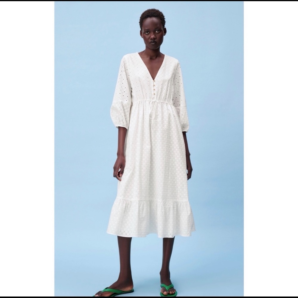 NWT Zara White Eyelet Maxi Dress